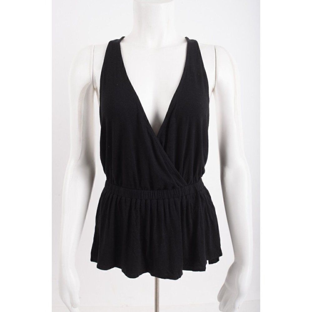 Free People We The Free Womens Top Shirt Peplum Size S Black Racerback